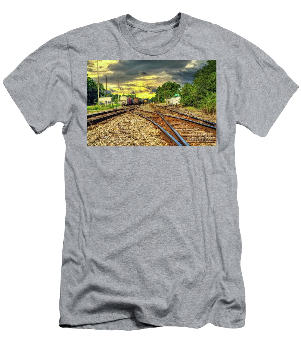 Railroads T-Shirt featuring the photograph Railroad Sunset by DB Hayes