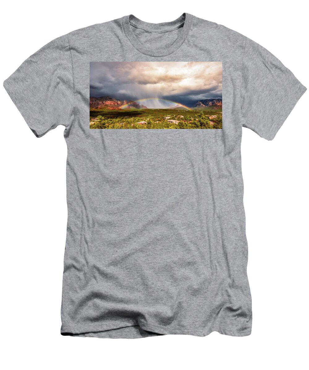 Sedona Red Rocks T-Shirt featuring the photograph Rainbow Monsoon by Heber Lopez