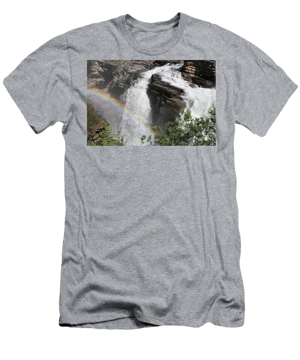 Rainbow T-Shirt featuring the photograph Rainbow Over Falls by Mary Mikawoz