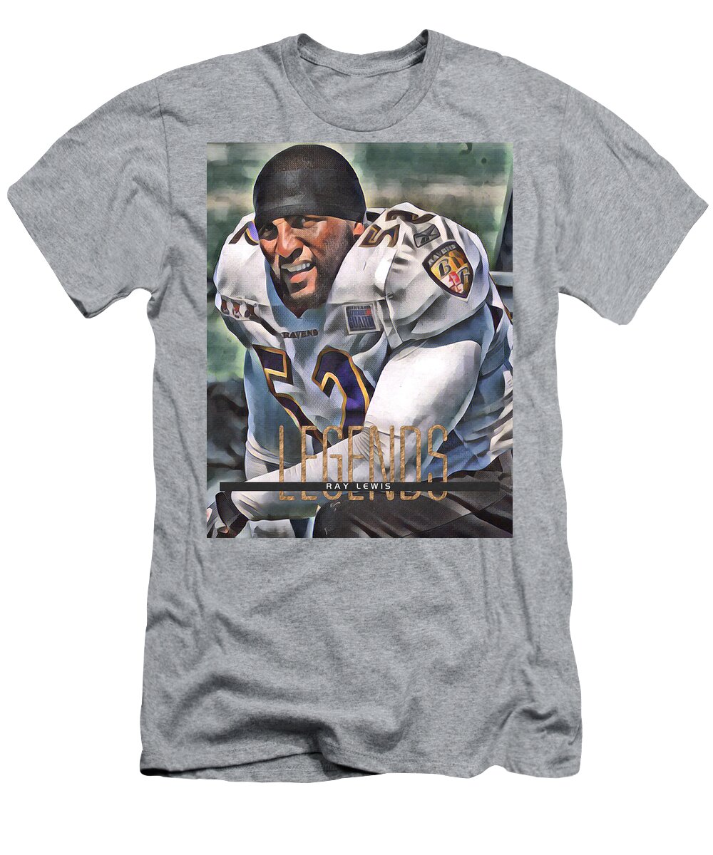 Ray Lewis Baltimore Ravens Abstract Art 52 T-Shirt by Joe Hamilton
