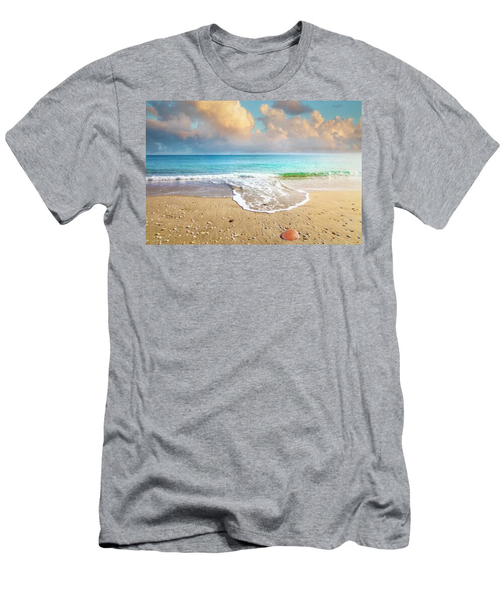 Wave T-Shirt featuring the photograph Reaching into Shore by Debra and Dave Vanderlaan