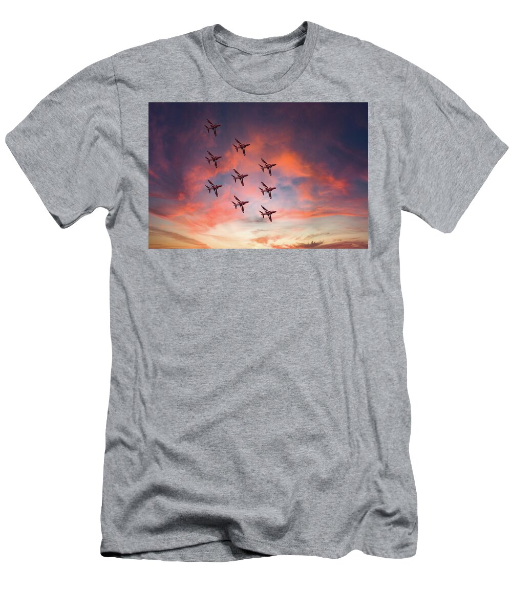 Eastbourne International Airshow T-Shirt featuring the photograph Red Arrows over Eastbourne by Andrew Lalchan