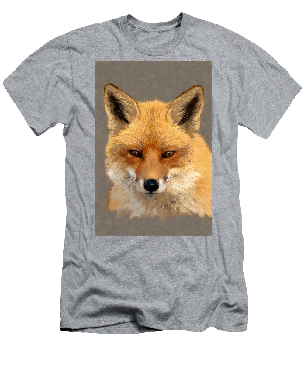 Nature T-Shirt featuring the mixed media Red Fox by Judy Cuddehe