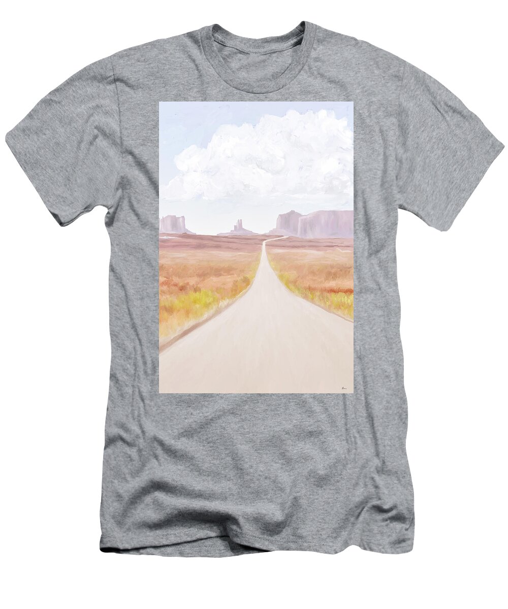 Monument Valley T-Shirt featuring the digital art Road To Monument Valley 01 by Ramona Murdock