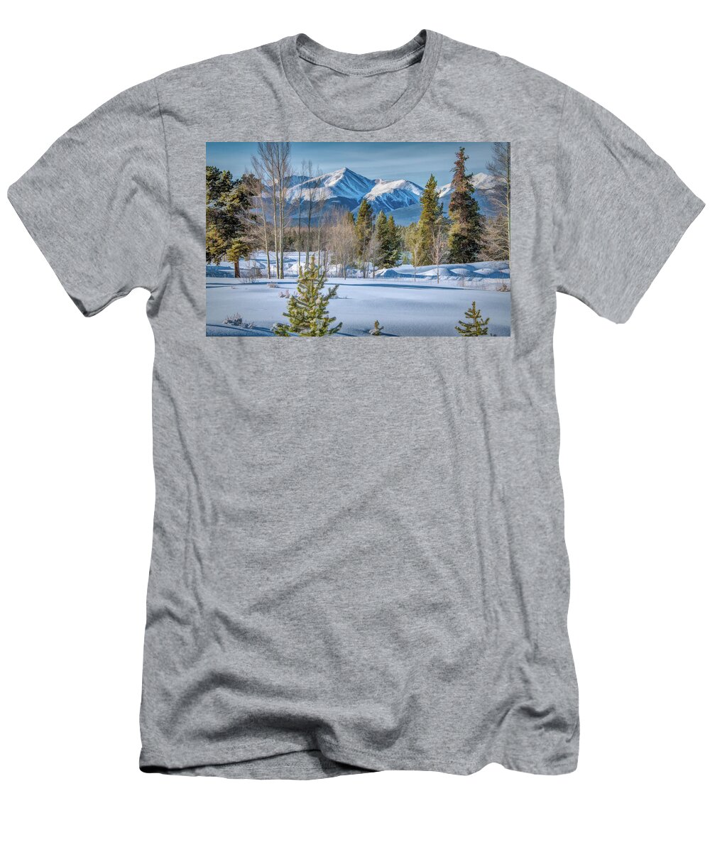 Colorado T-Shirt featuring the photograph Rocky Mountains Winter Morning by Marcy Wielfaert