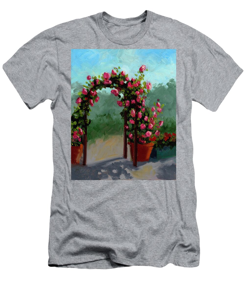 Flower T-Shirt featuring the painting Rose Arbor by Alice Leggett