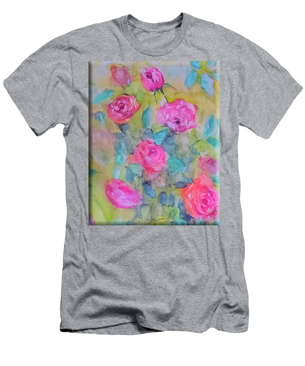 Roses T-Shirt featuring the painting Roses Everywhere by Lisa Kaiser