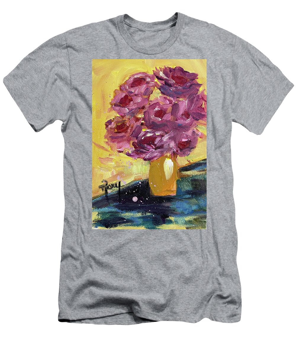 Roses T-Shirt featuring the painting Roses on a Sunny Day by Roxy Rich