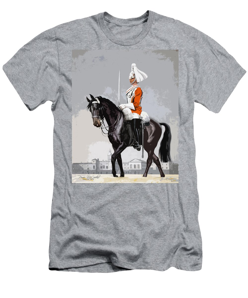 Horse Guards T-Shirt featuring the mixed media Royal Life Guard by Pennie McCracken