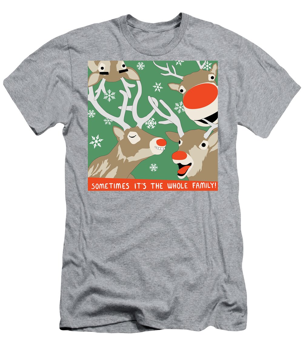 Rudolph T-Shirt featuring the digital art Rudolph Photobomb II by Nikita Coulombe