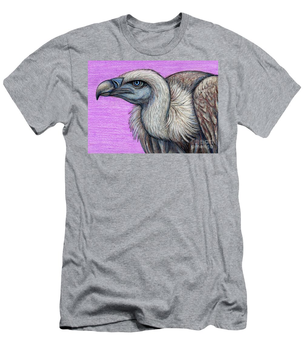Ruppell's Vulture T-Shirt featuring the painting Ruppell's Blue Eyed Griffon Vulture by Amy E Fraser