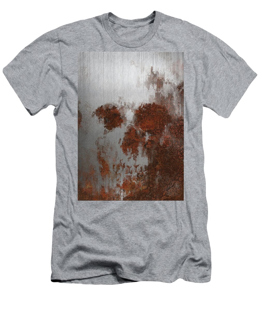 Rust T-Shirt featuring the mixed media Rust Skull by Vart Studio