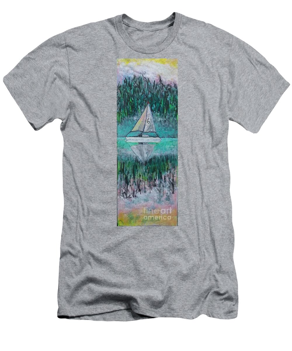  T-Shirt featuring the painting The Sailboat 6 by Mark SanSouci