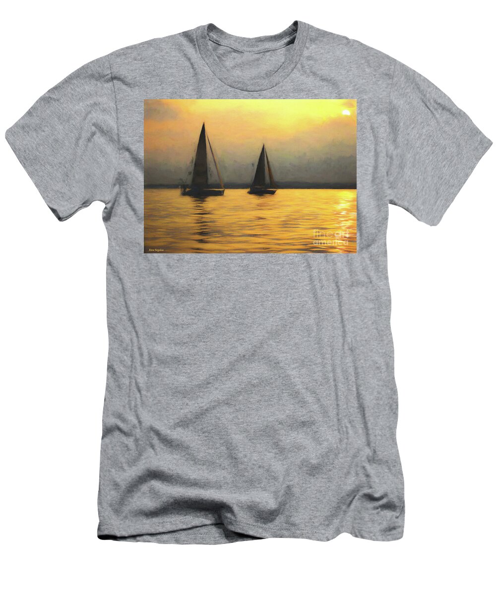 Sailing T-Shirt featuring the photograph Sailing on Her Golden Waters by Xine Segalas