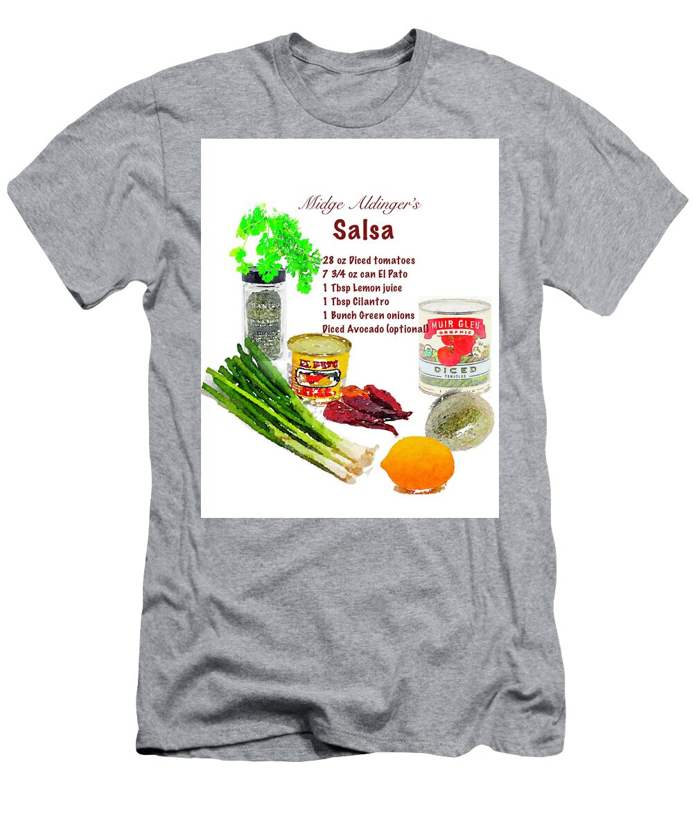 Recipe Art T-Shirt featuring the digital art Salsa Kitchen Art by Ann Nunziata