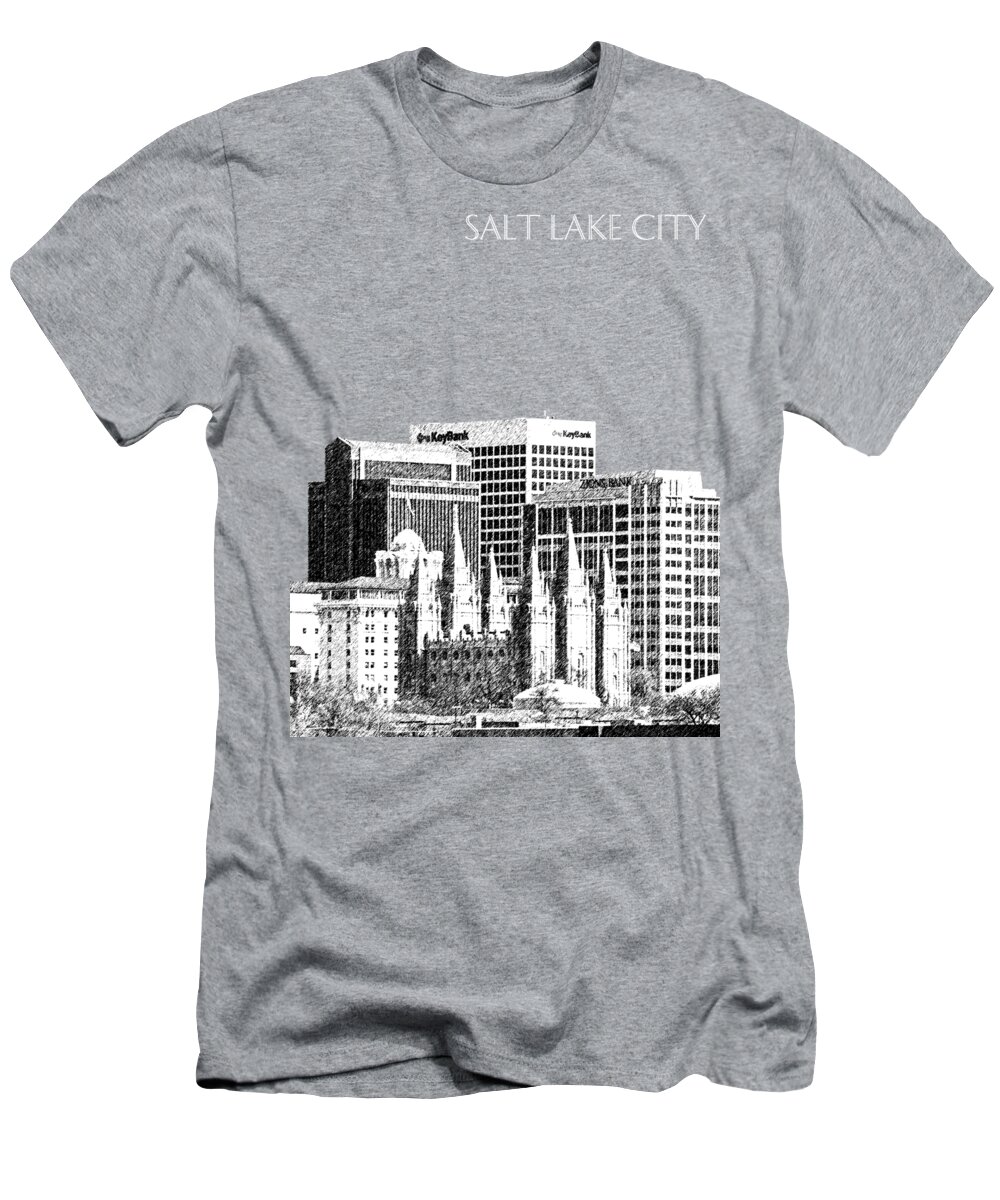 Architecture T-Shirt featuring the digital art Salt Lake City Skyline - Orange by DB Artist