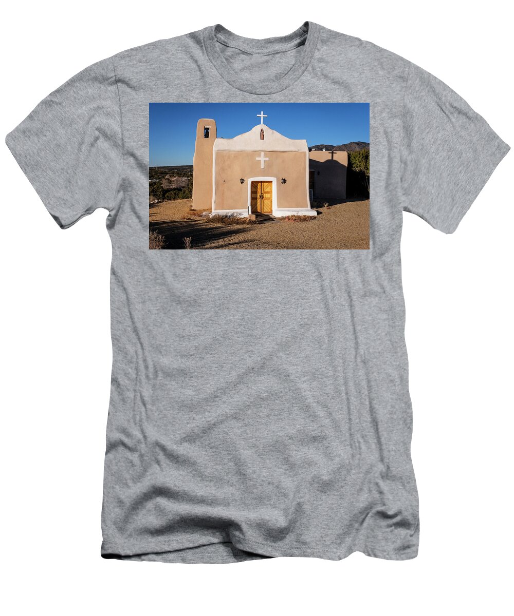 Church T-Shirt featuring the photograph San Francisco de Asis in Golden New Mexico by Mary Lee Dereske