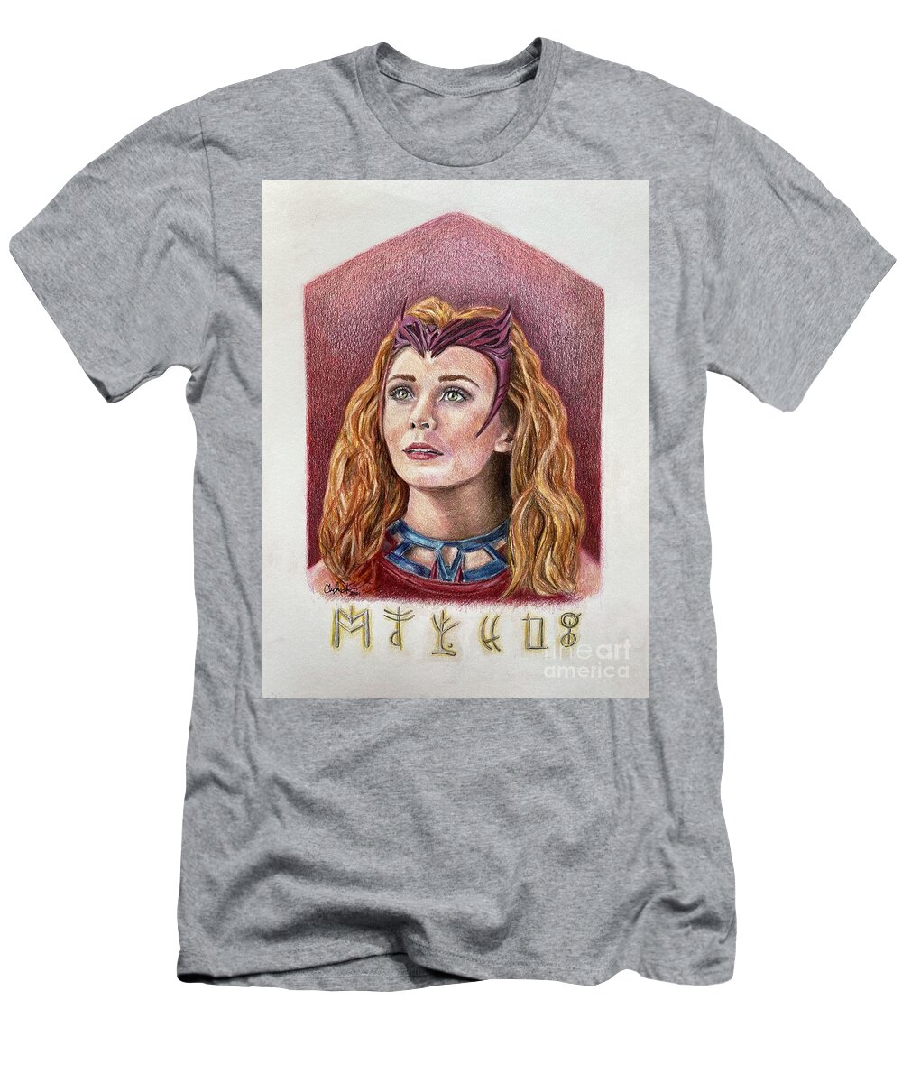 Scarlet Witch T-Shirt featuring the drawing Scarlet Witch / Wanda Maximoff by Christine Jepsen