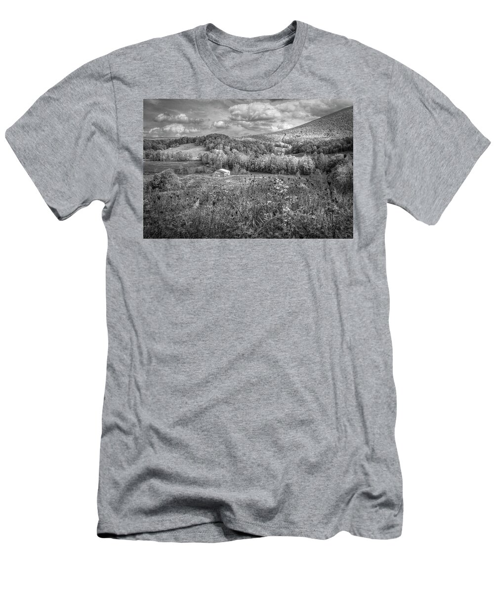Barns T-Shirt featuring the photograph Scenic Overlook along the Creeper Trail Damascus Virginia Black by Debra and Dave Vanderlaan