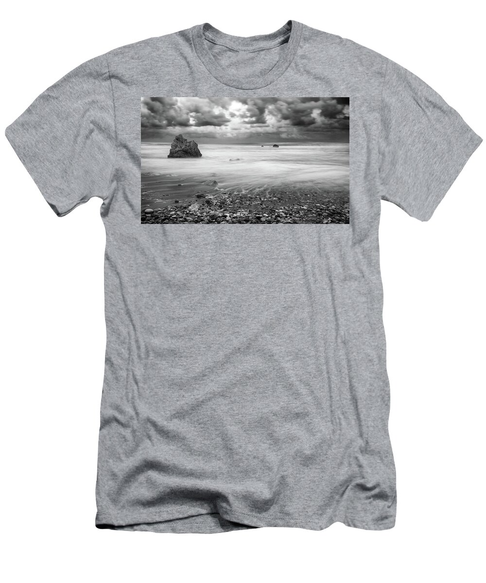 Seascape T-Shirt featuring the photograph Seascape with windy waves during stormy weather. by Michalakis Ppalis