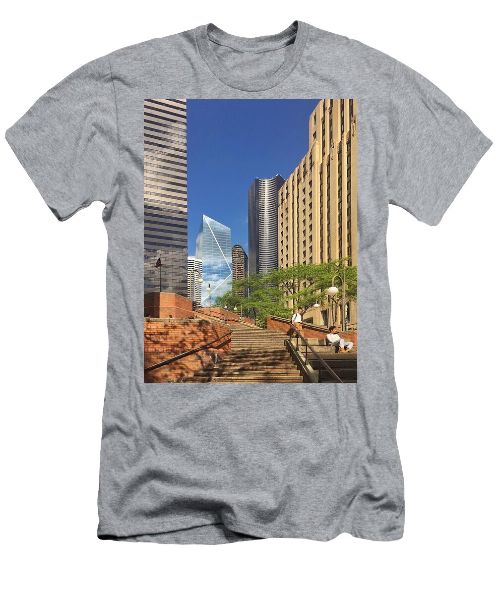 Stairs T-Shirt featuring the photograph Seattle Cityscape by Jerry Abbott