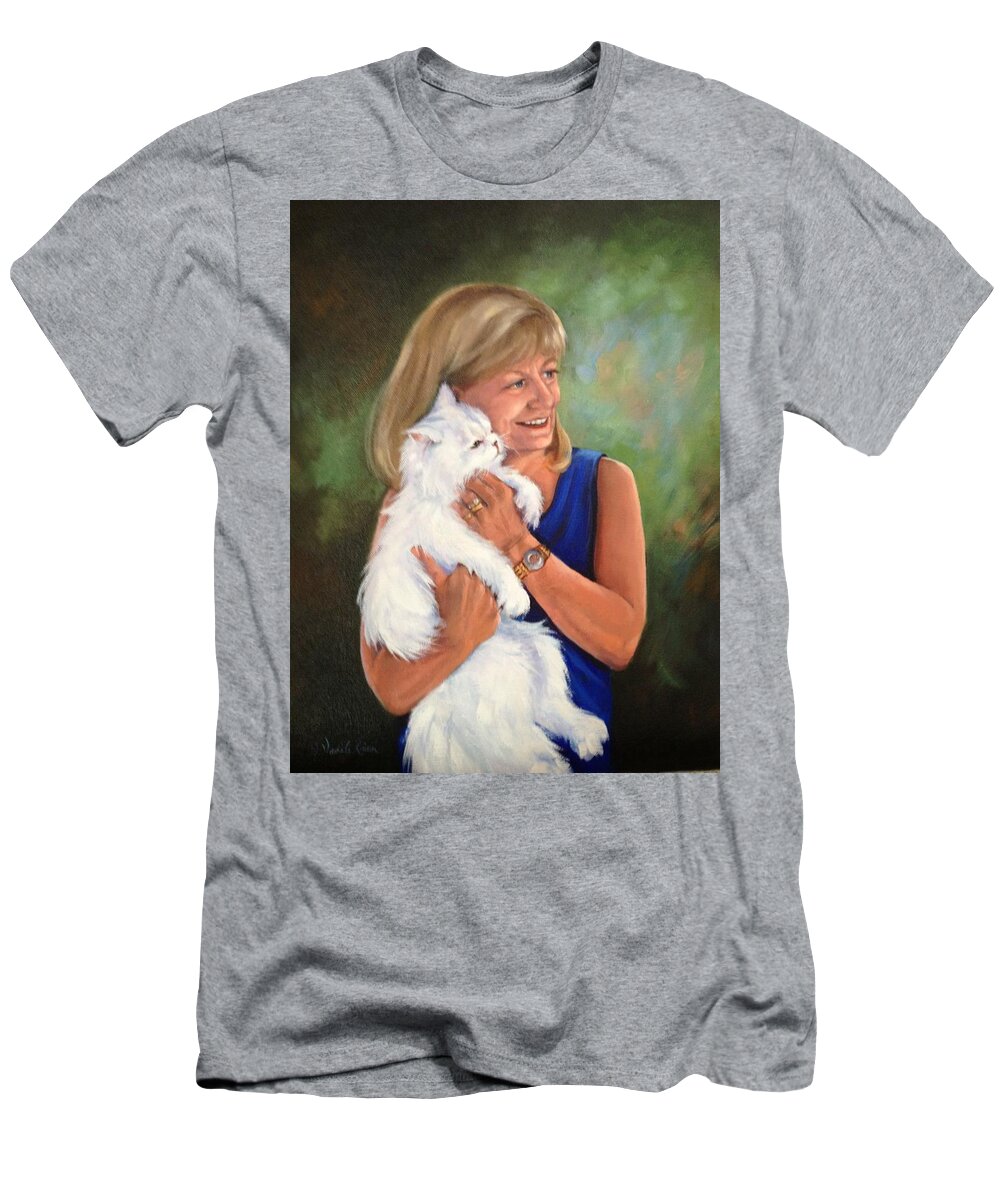 Cat T-Shirt featuring the painting Self Portrait by Judy Rixom