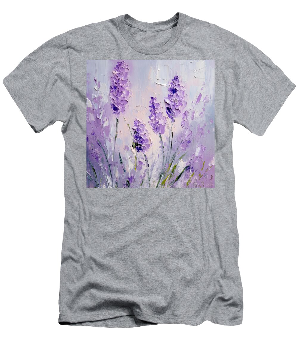 Lavender T-Shirt featuring the painting Shades Of Elegance by Lourry Legarde