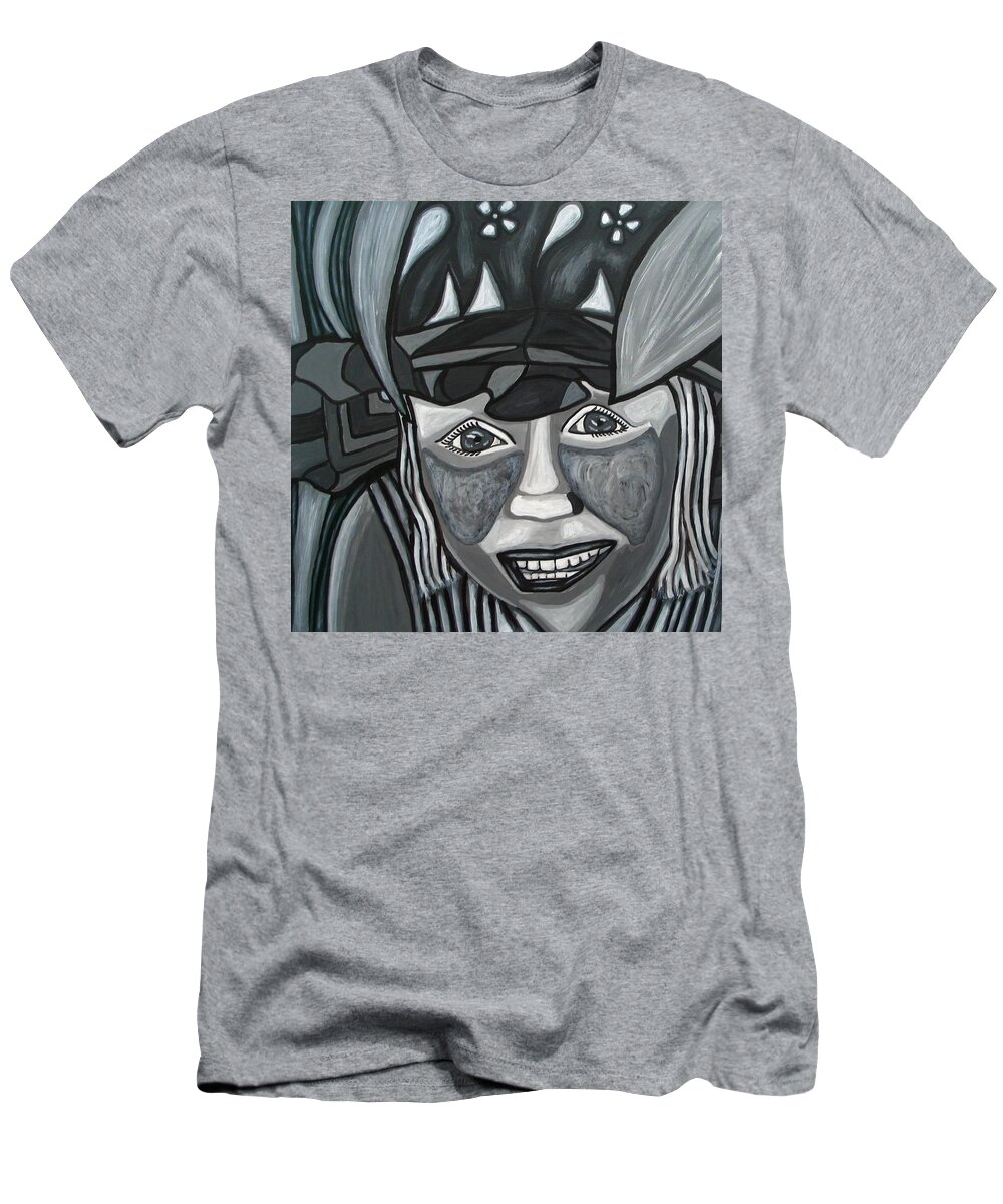  T-Shirt featuring the painting Shades of Grey by Sandra Marie Adams