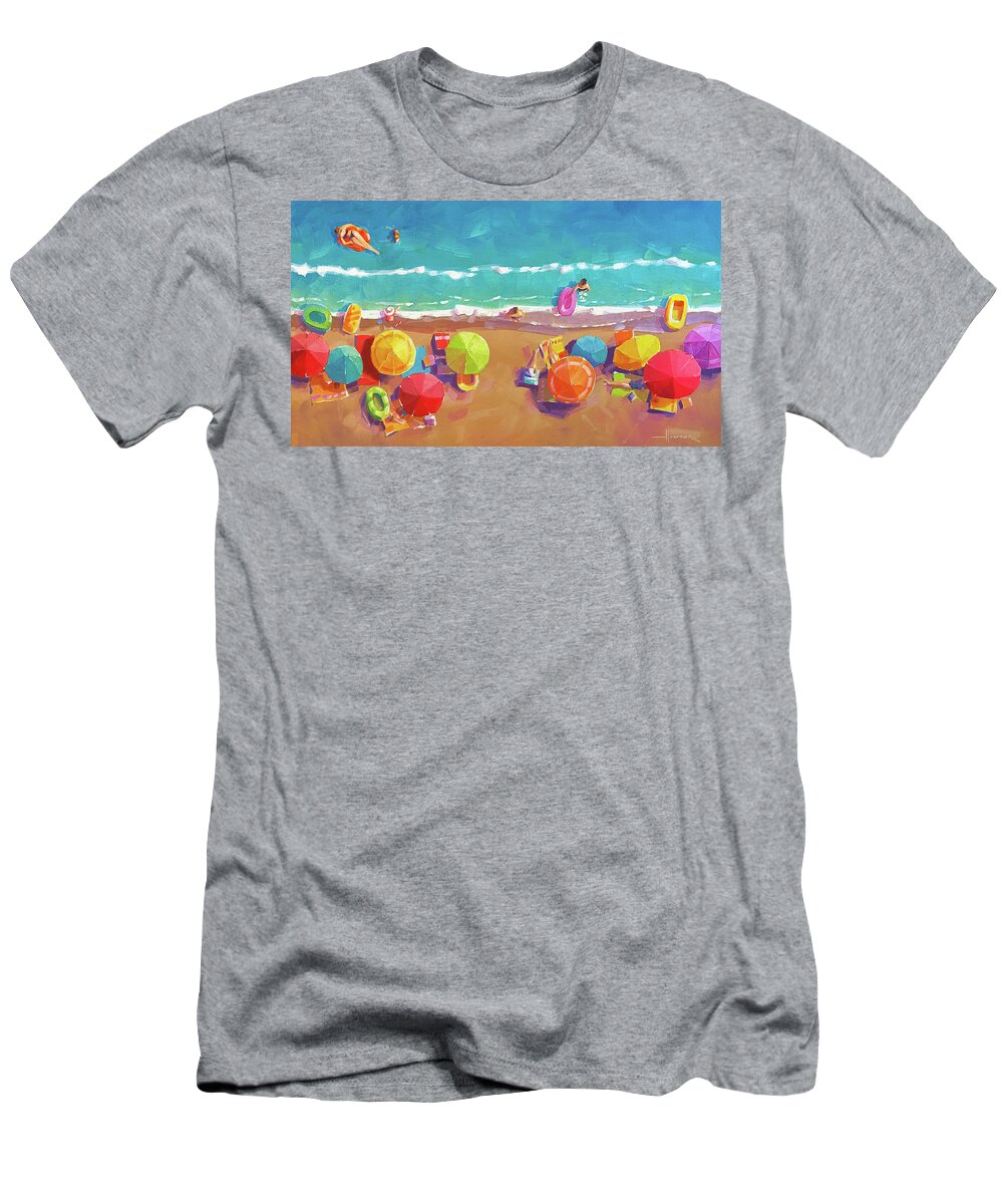 Beach T-Shirt featuring the painting Shoreline by Larry Hunter