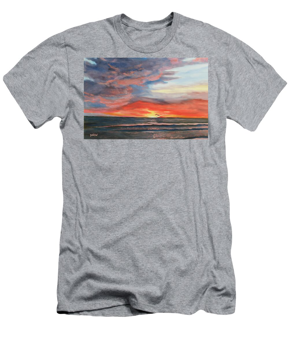 Siesta Key T-Shirt featuring the painting Siesta Key Sunset by Lloyd Dobson