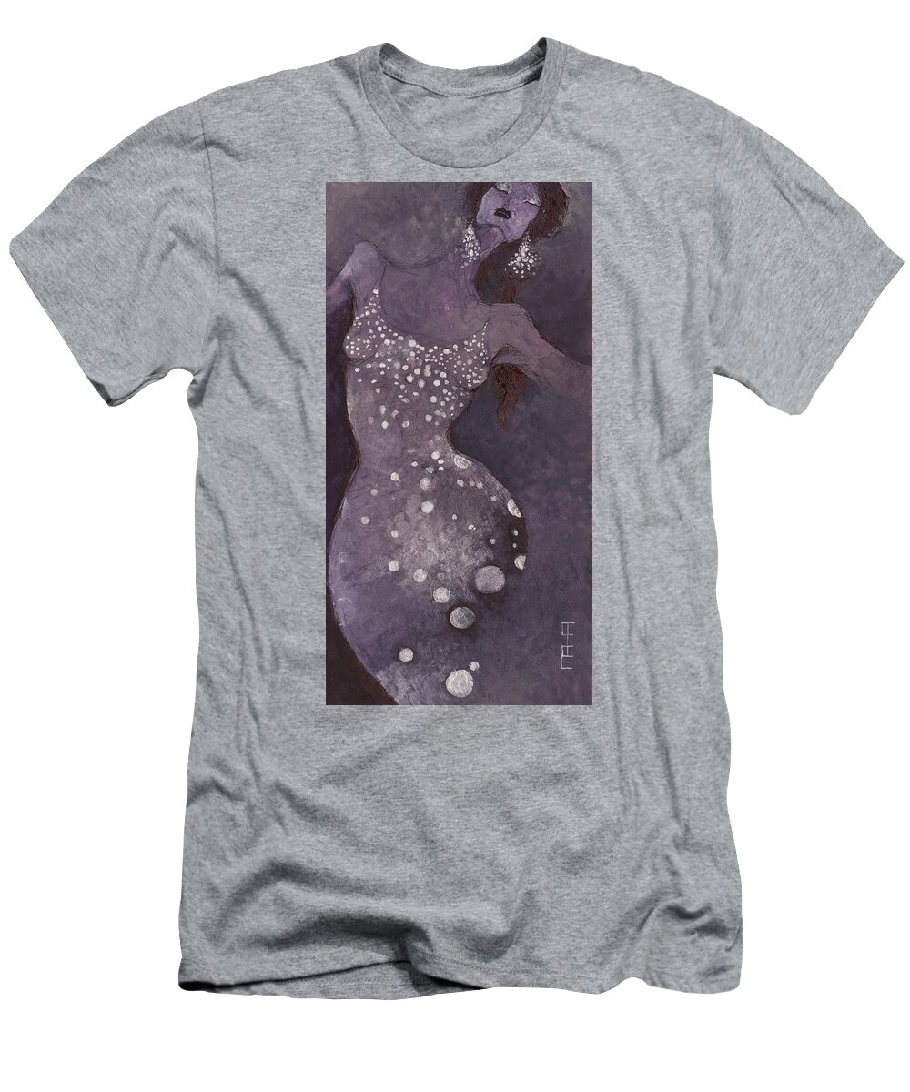 Dance T-Shirt featuring the painting Silwer dots by Maya Manolova