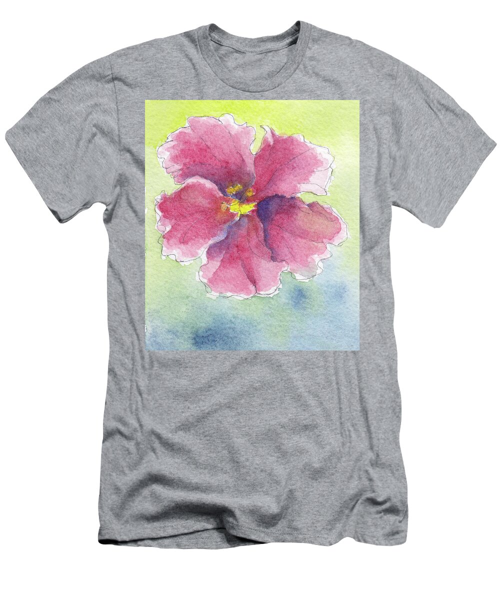 Hibiscus T-Shirt featuring the painting Simply Red by Anne Katzeff