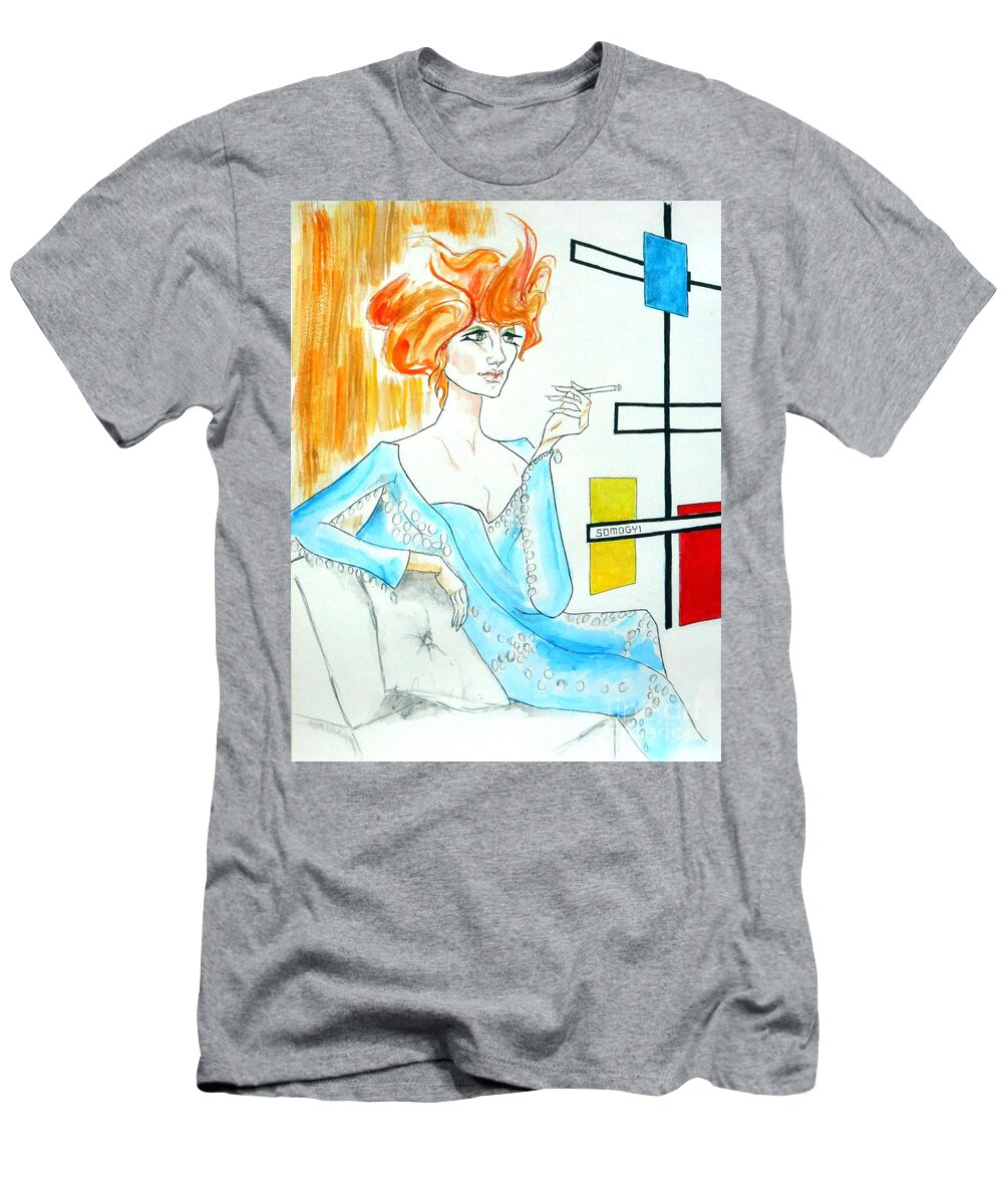 1960s T-Shirt featuring the painting Sixties Redhead No. 1 by Jayne Somogy