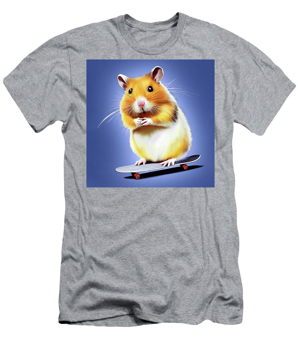 Hamsters T-Shirt featuring the digital art Skateboarding Hamster by Mark Tisdale