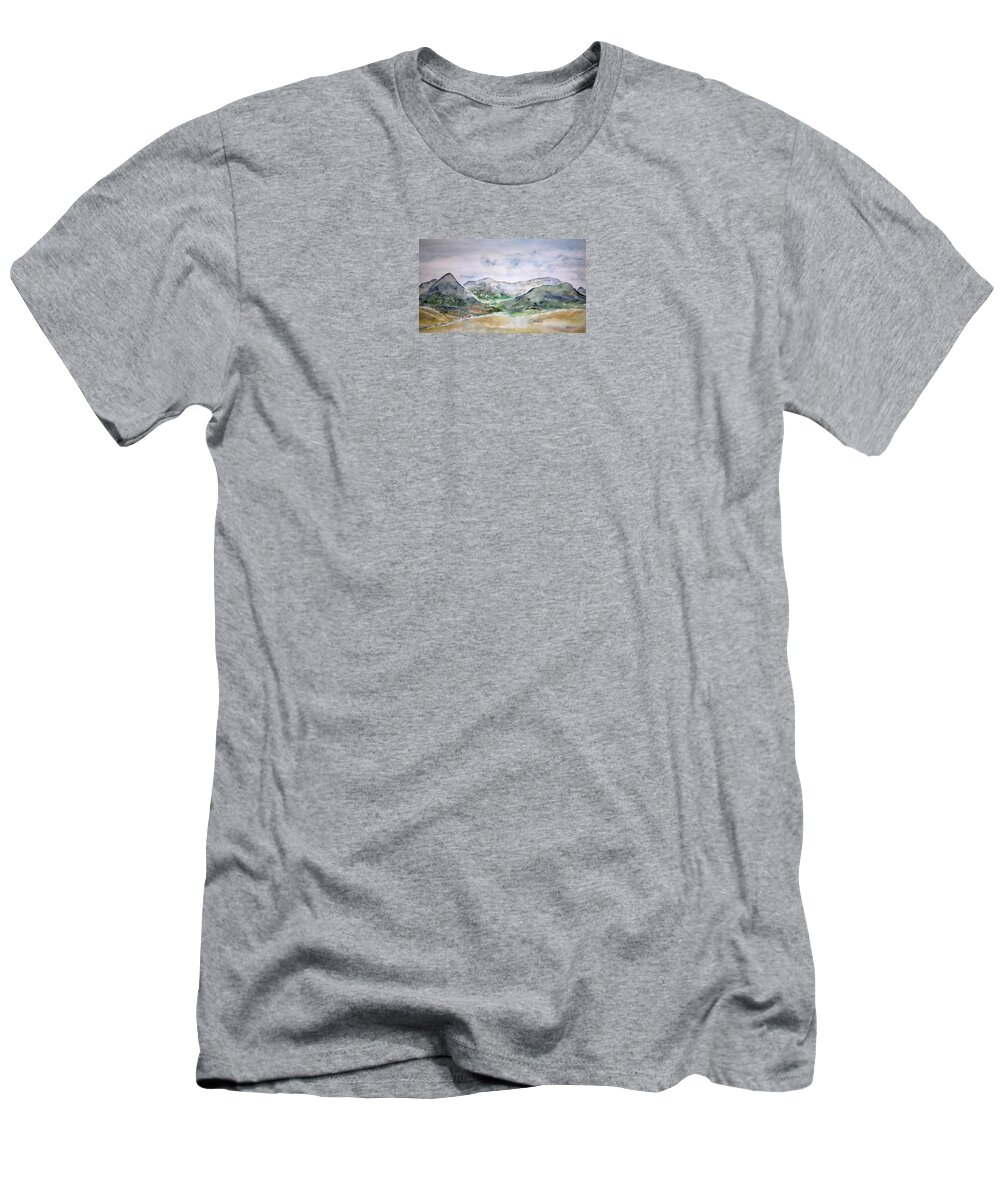 Watercolor T-Shirt featuring the painting Skye Valley by John Klobucher