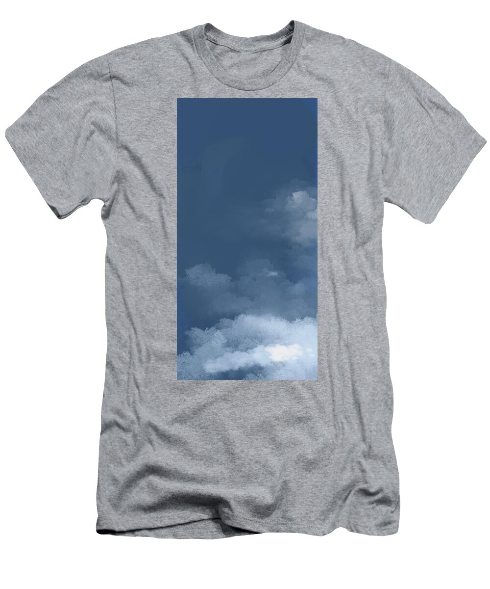  Blue T-Shirt featuring the digital art Skyline - Minimal, Modern - Abstract Sky Painting by Studio Grafiikka