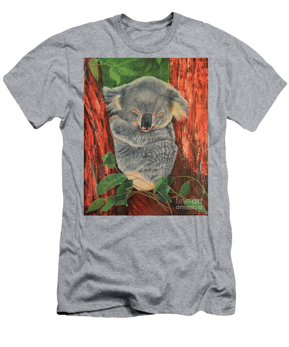 Koala T-Shirt featuring the painting Sleeping Koala by Jeanette French