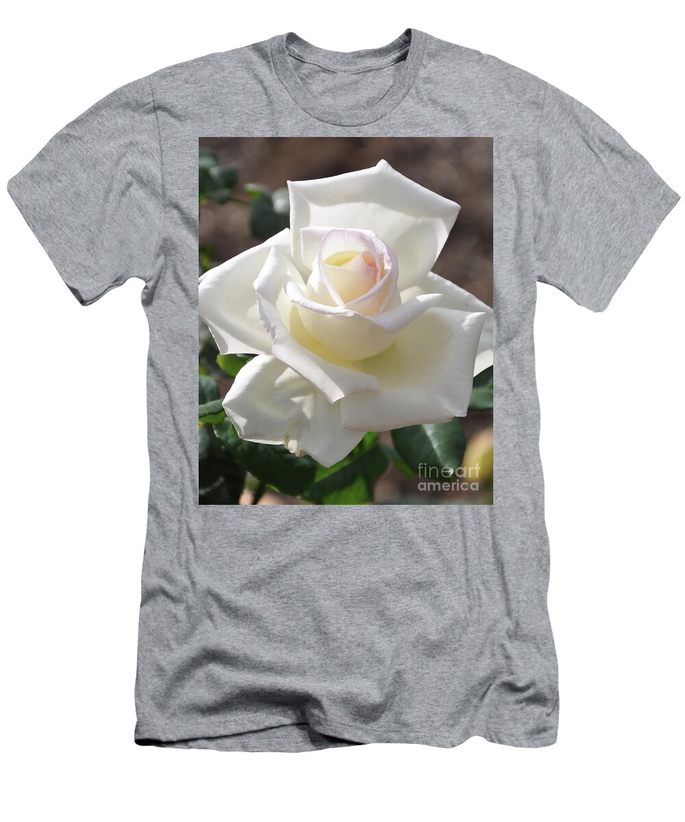 White-rose T-Shirt featuring the digital art Soft White Rose Bloom by Kirt Tisdale