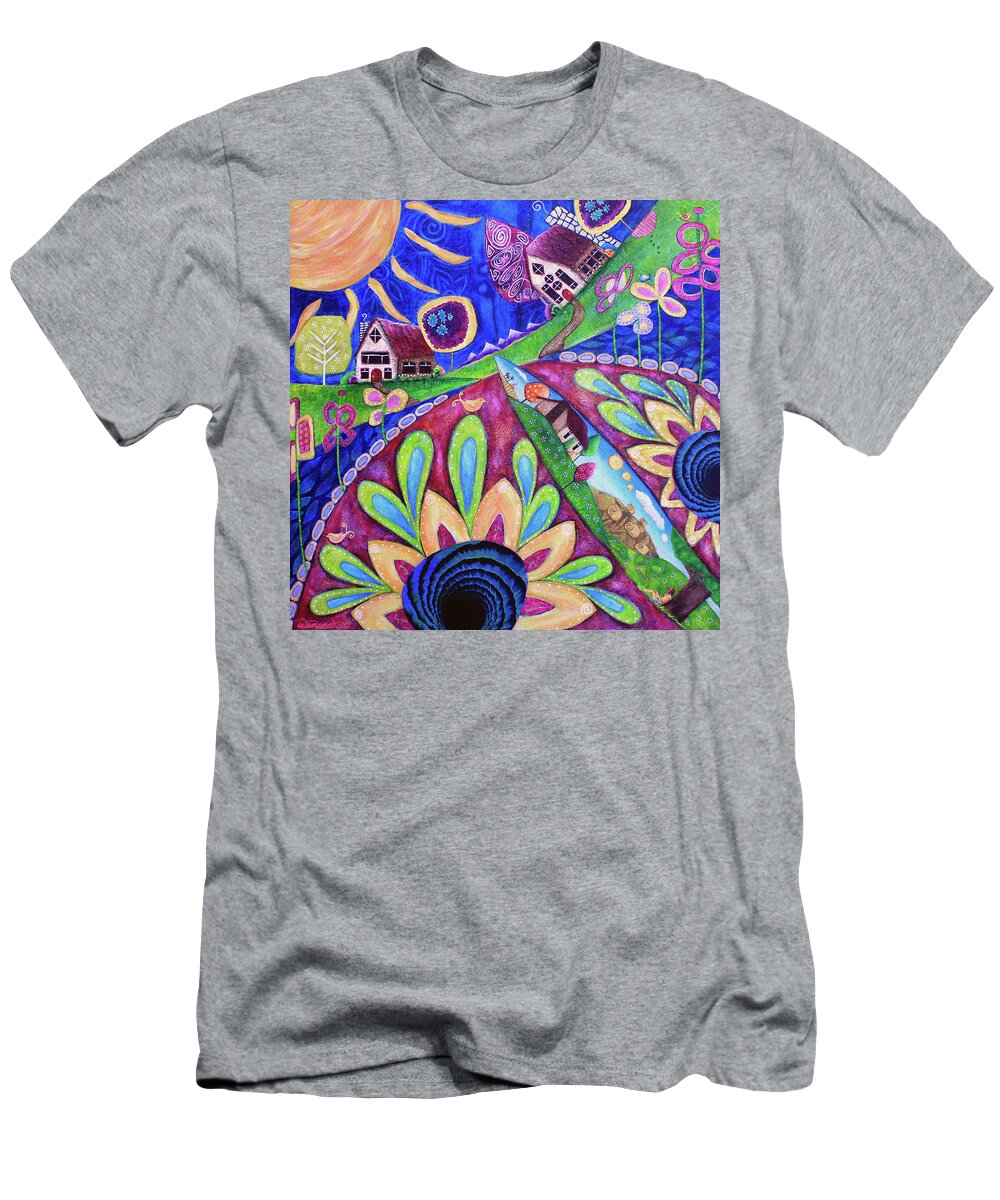 Whimsical T-Shirt featuring the painting Somewhere Else by Winona's Sunshyne
