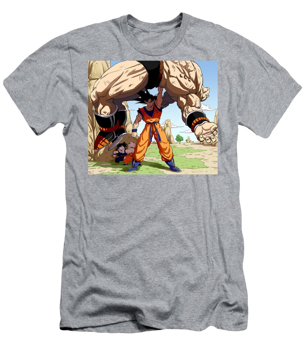 Goku T-Shirt featuring the digital art Son Goku vs Nappa - Final Strike by Darko B