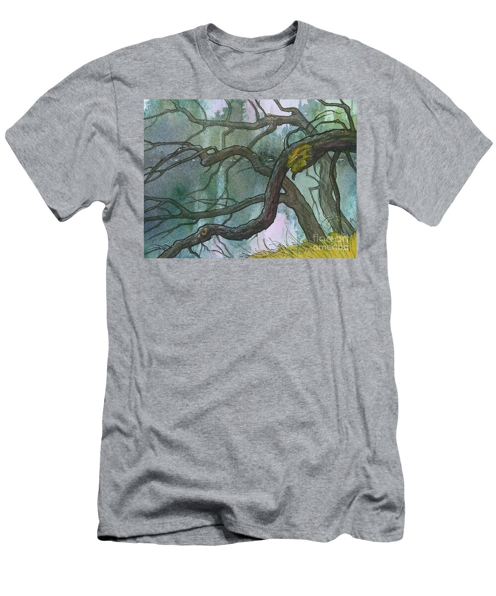 Watercolor T-Shirt featuring the painting Sound of Stillnees by Victoria Lisi