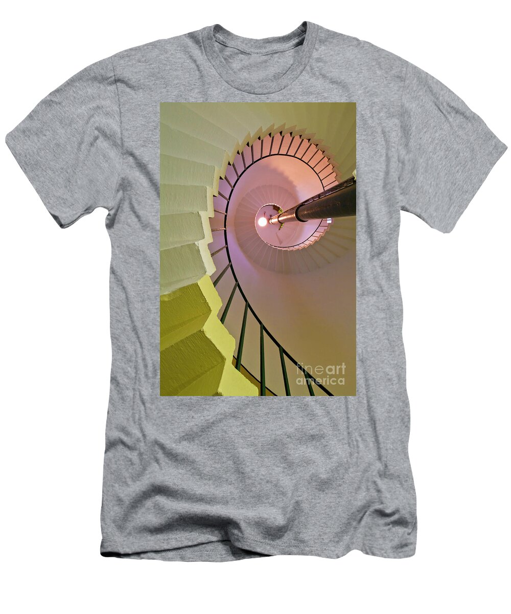 Spiral Staircase T-Shirt featuring the photograph Spiral staircase inside Flamborough Lighthouse, Yorkshire, England by Neale And Judith Clark