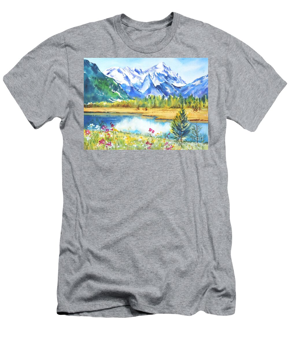 Spring T-Shirt featuring the painting Spring is here by Betty M M Wong