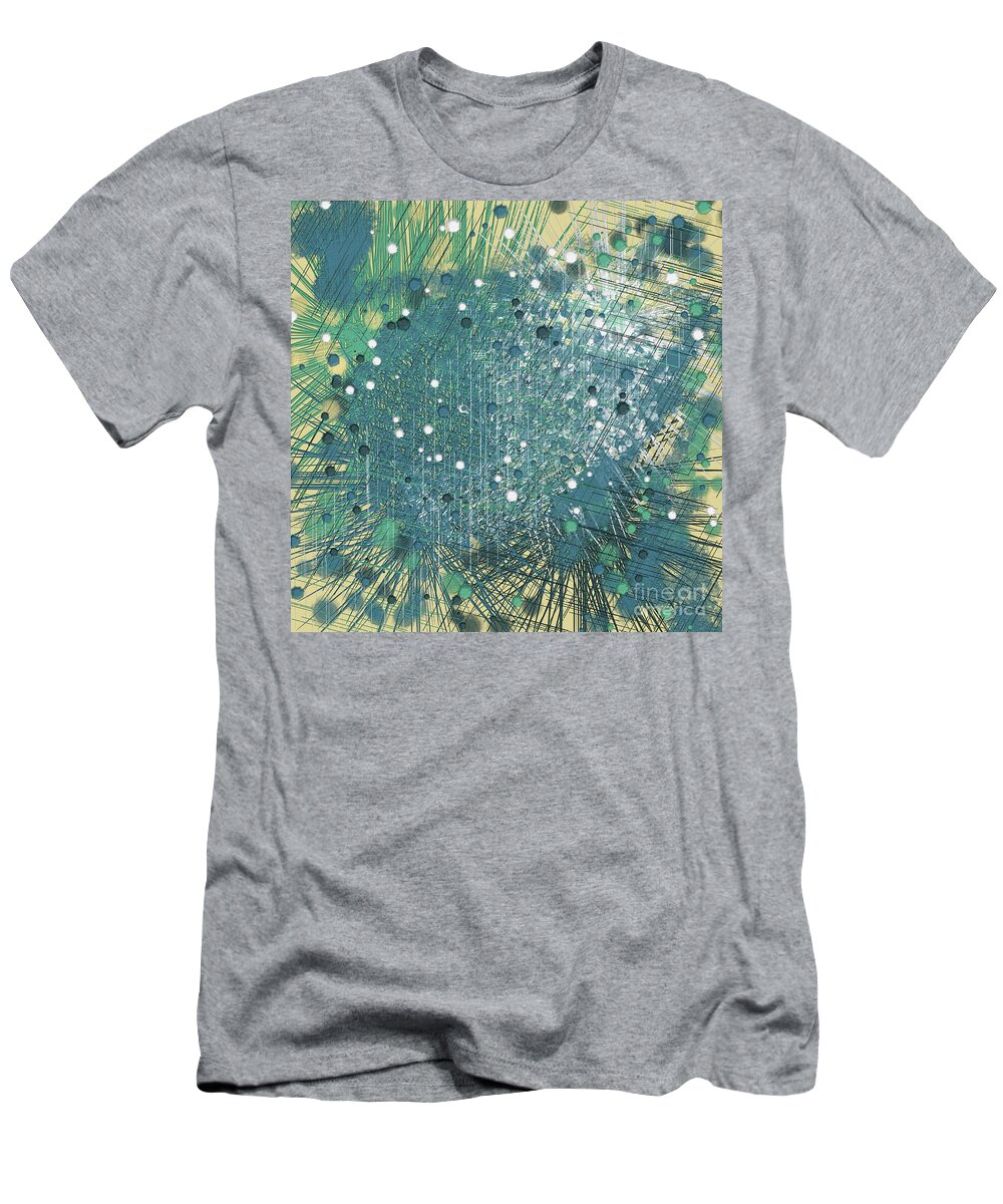 Blue T-Shirt featuring the digital art Square Improvisation 950 by Bentley Davis