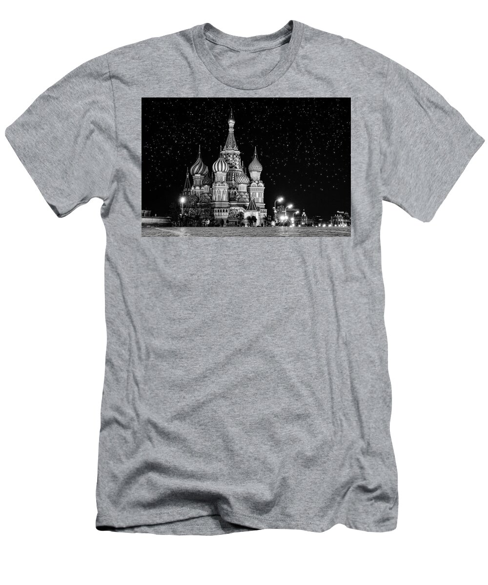 Moscow T-Shirt featuring the photograph St. Basil Cathedral BW by Alexey Stiop