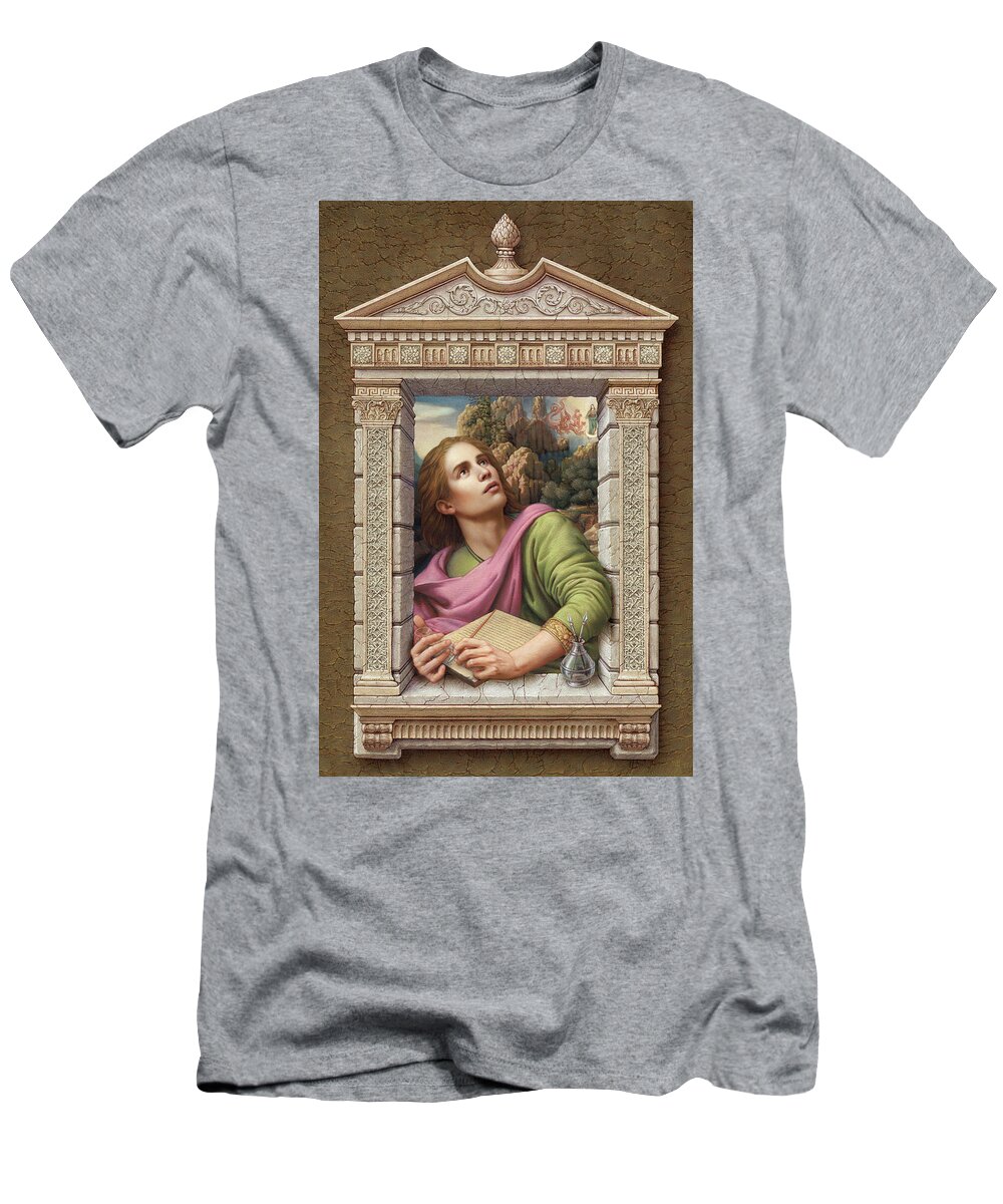 Christian Art T-Shirt featuring the painting St. John of Patmos 2 by Kurt Wenner
