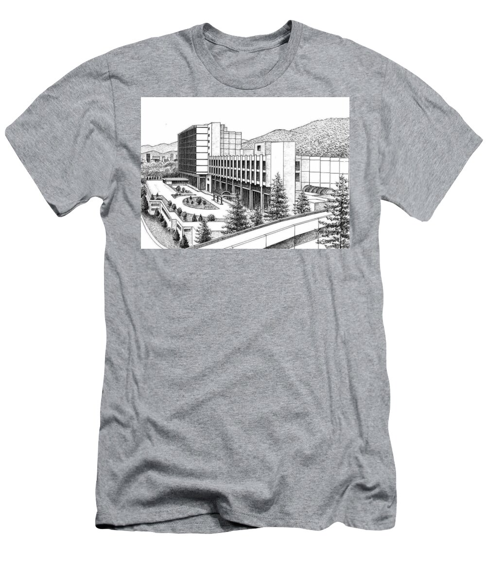 Memorial Mission Hospital T-Shirt featuring the drawing St. Joseph Campus of Memorial Mission Hospital by Lee Pantas