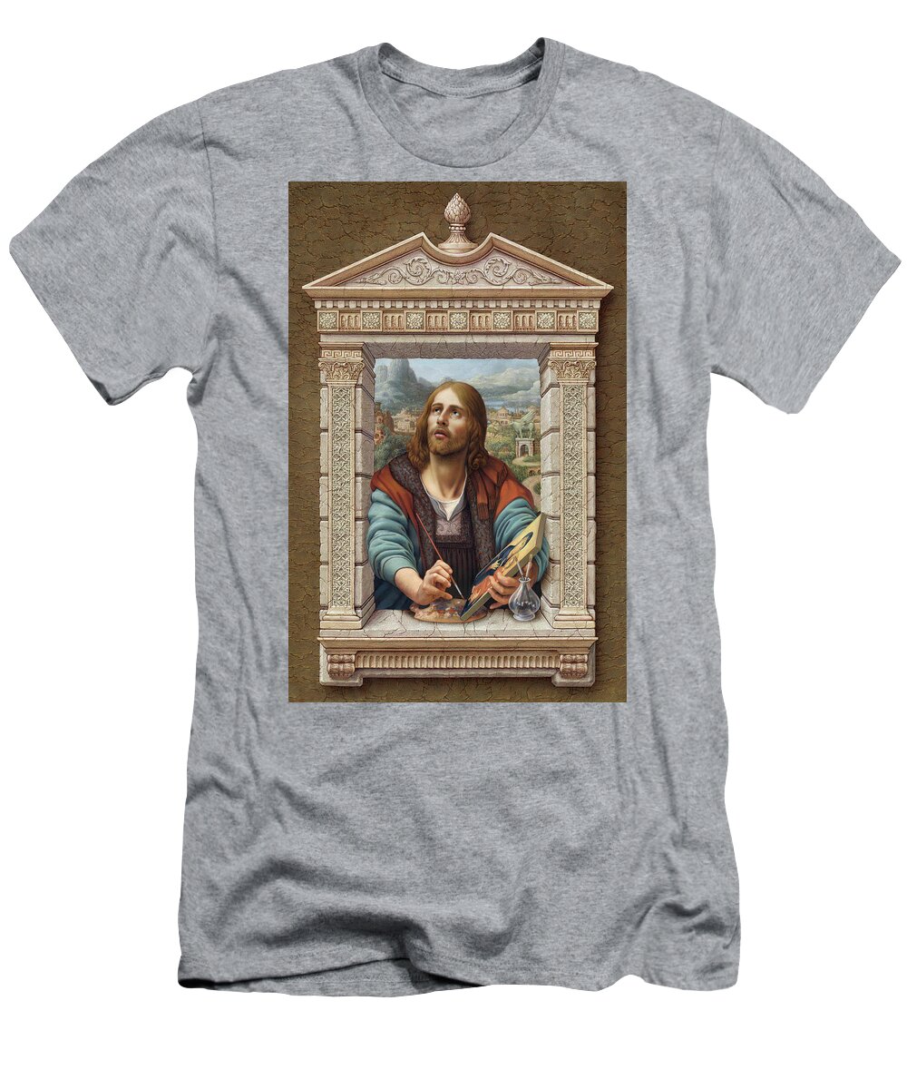 Christian Art T-Shirt featuring the painting St. Luke 2 by Kurt Wenner