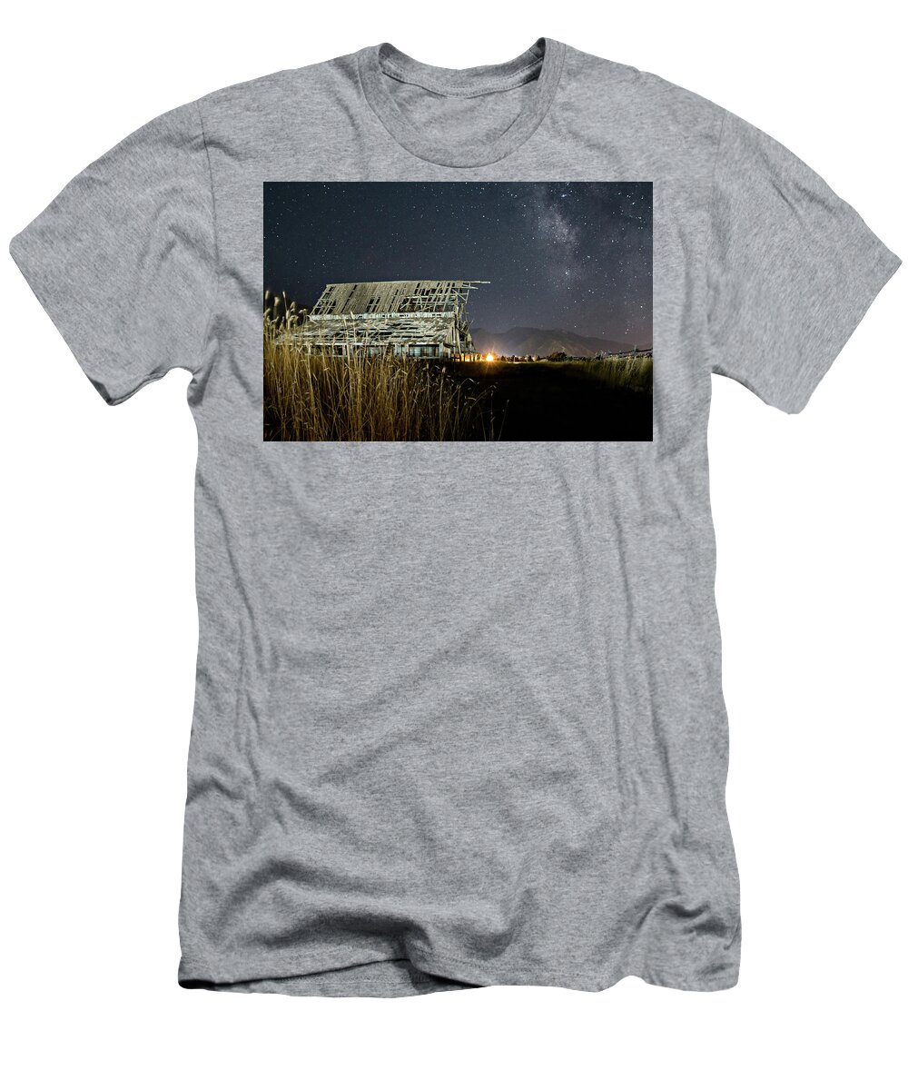 Barn T-Shirt featuring the photograph Starry Barn by Wesley Aston