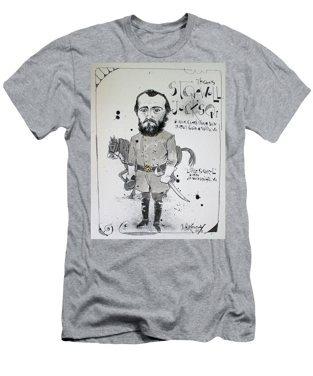  T-Shirt featuring the drawing Stonewall Jackson by Phil Mckenney
